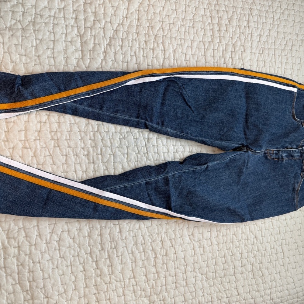 PAC SUN Jeans with Yellow and White Stripes